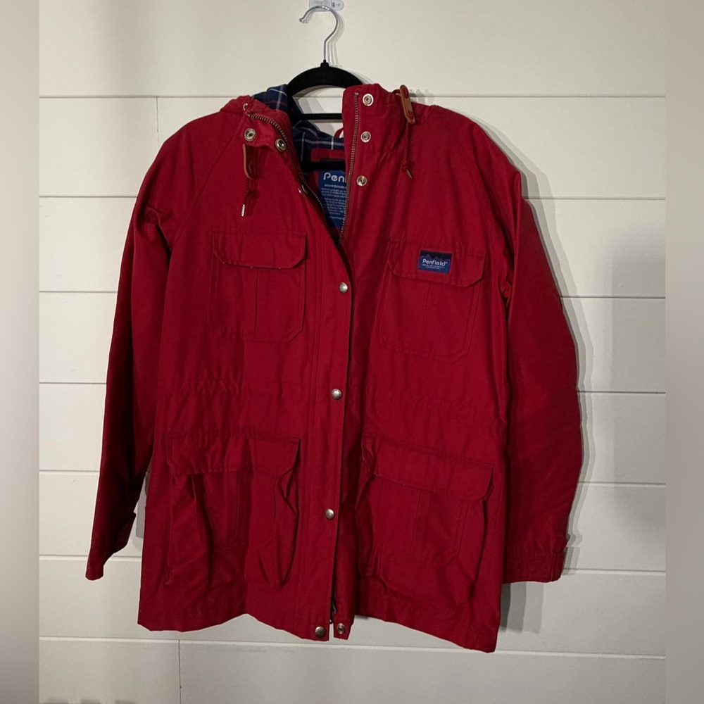 Penfield Red Rain Jacket with Hood
